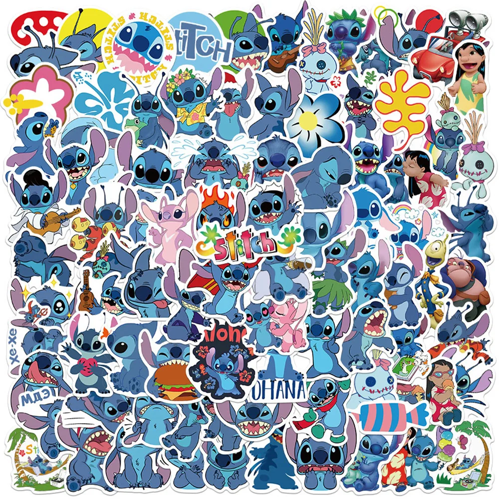 50/100PCS Disney Cartoon Cute Lilo Stitch Stickers per bambini fai da te Skateboard Laptop bagaglio impermeabile Kawaii Sticker decalcomanie