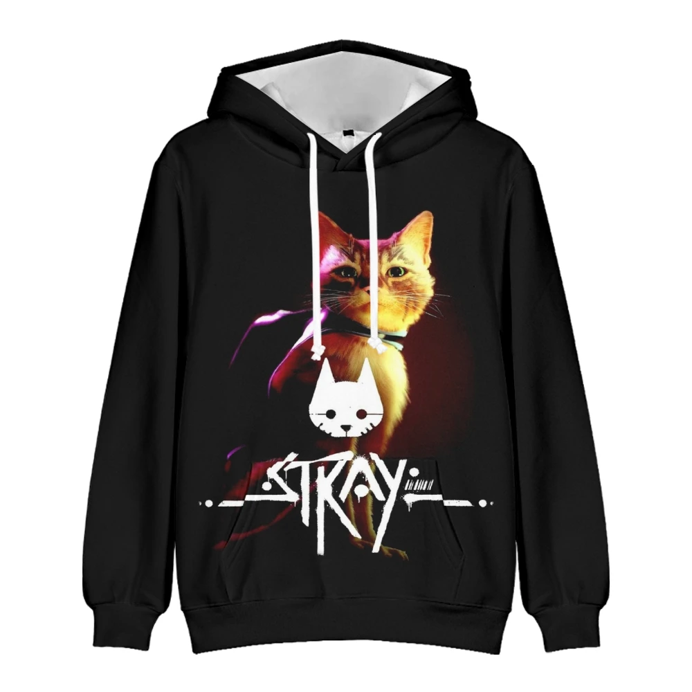 Stray Game Hoodie Robot kucing Pria Wanita, Sweatshirt lengan panjang Harajuku Game panas gaya kasual 3D