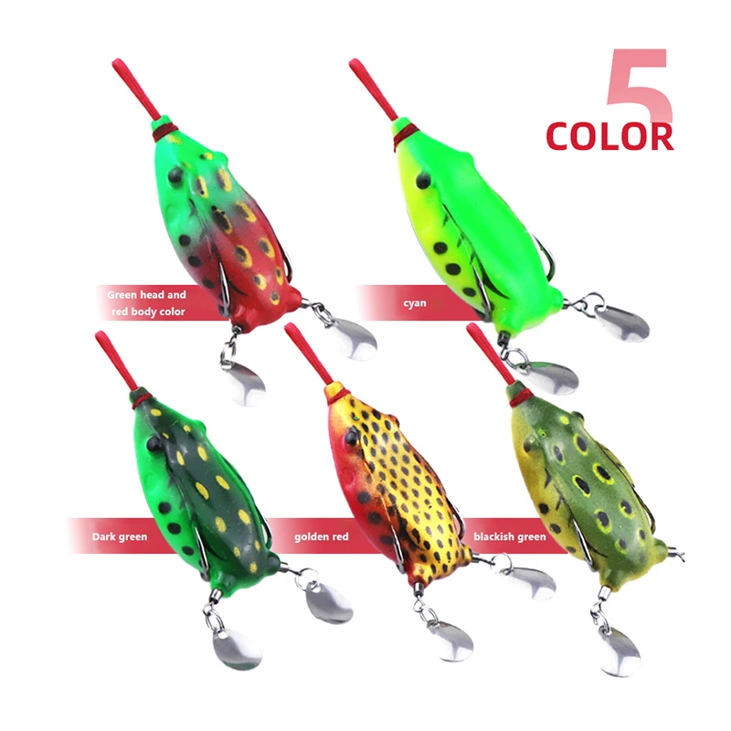 6 cm/12g Angeln Frosch Köder Weichen Köder Köder Mit Doppel Scharfen Haken Löffel Köder Simulation Frosch Schlange kopf Lockt Blackfish Köder