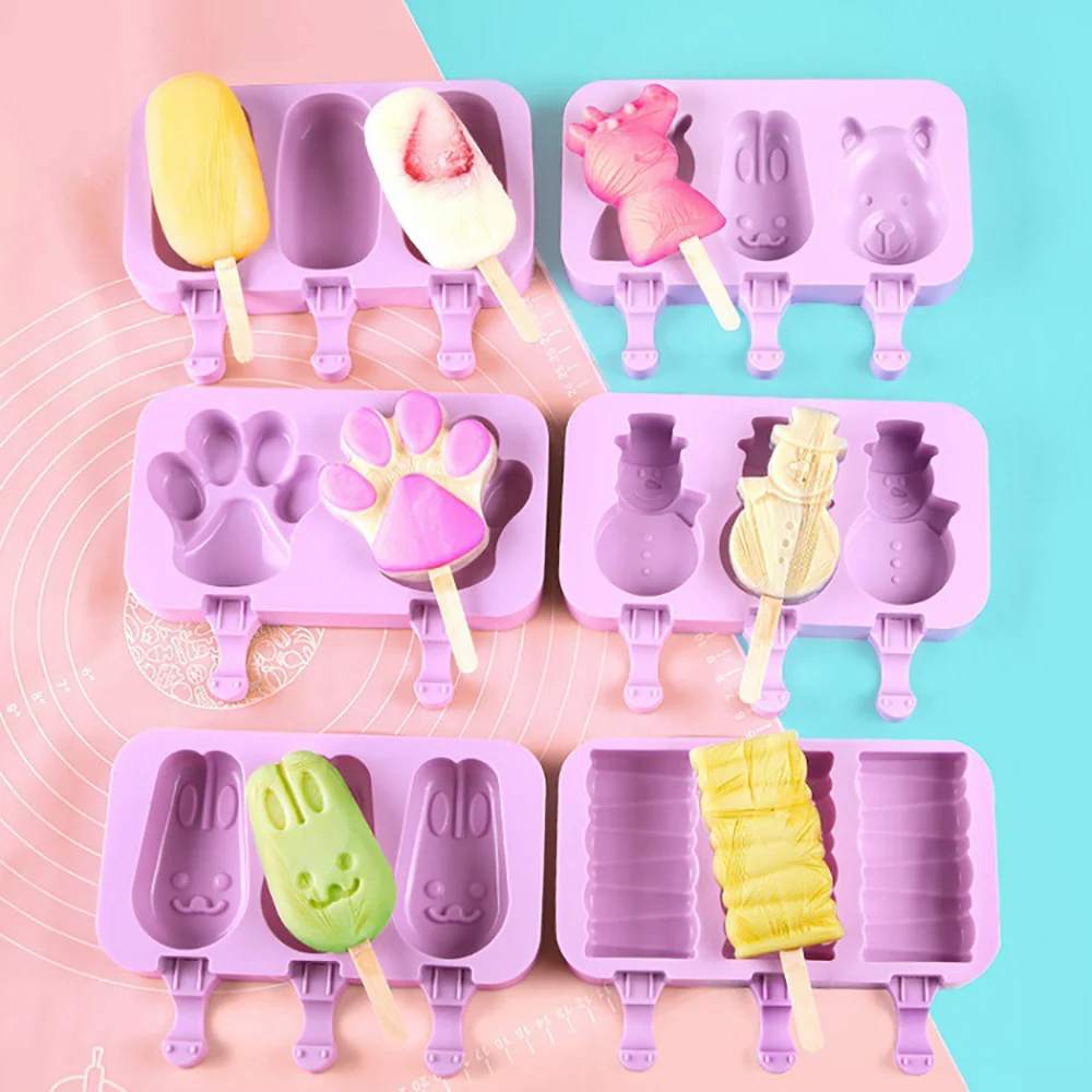 Silicone world 8/4/3 Hole Silicone Mold Silicone Ice Cream Mold Popsicle Molds DIY Ice Cream Mould Ice Pop Maker Mould Ice Tray