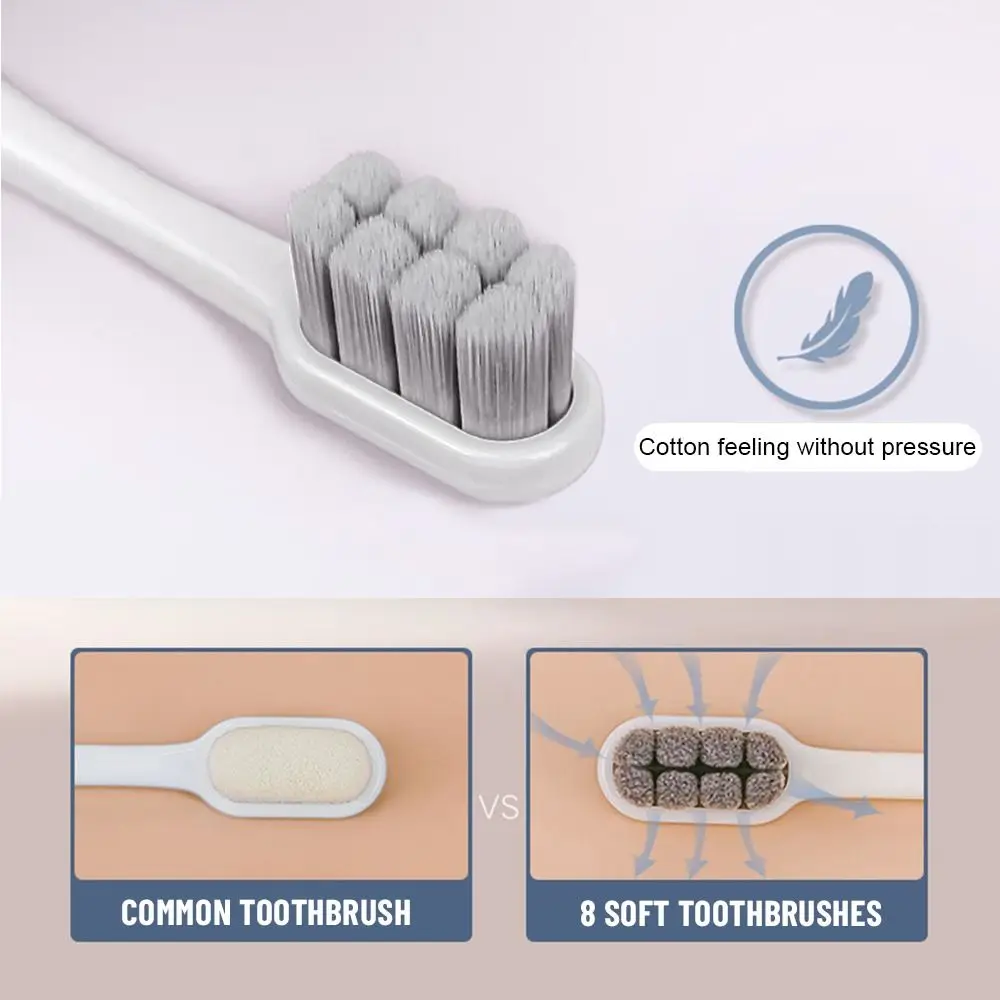 Brosse à dents en peluche super fine ondulée, cheveux doux, 8 trous, gomme de massage, cheveux sensibles pour adultes, livres profonds, soins bucco-dentaires, 1PC