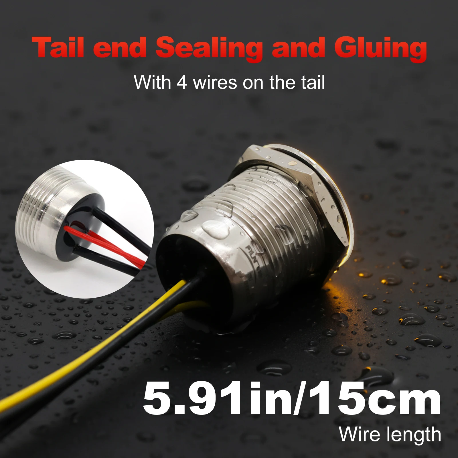 FILN 2 Stück 19mm Drucktastenschalter 20A IP67 Edelstahl Wasserdicht Ersatz für 180 Symbole Einfache Installation Auto-Armaturenbrett & Maschinen – Detail 9