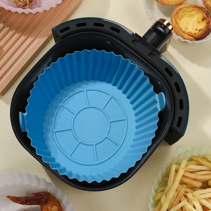 1/2Pcs Air Fryer Silicone Basket Silicone Mold Airfryer Oven Baking Tray Pizza Fried Chicken Basket Silicone Molds for Air Fryer