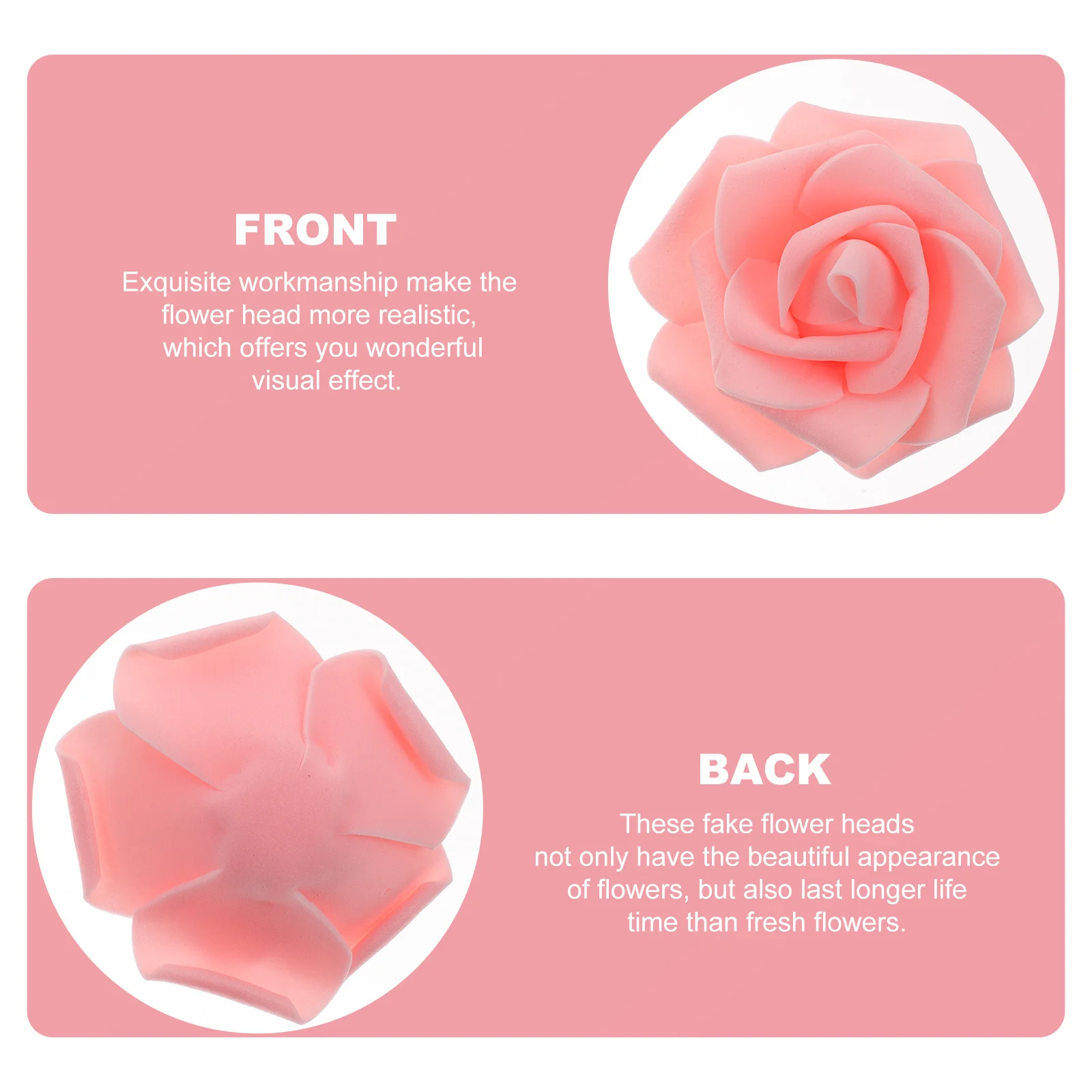 

100Pcs Artificial Rose Heads Faux Pink Roses for DIY Wedding Craft Decoration Fake Flower Light Pink Flowers Fake Rose Head