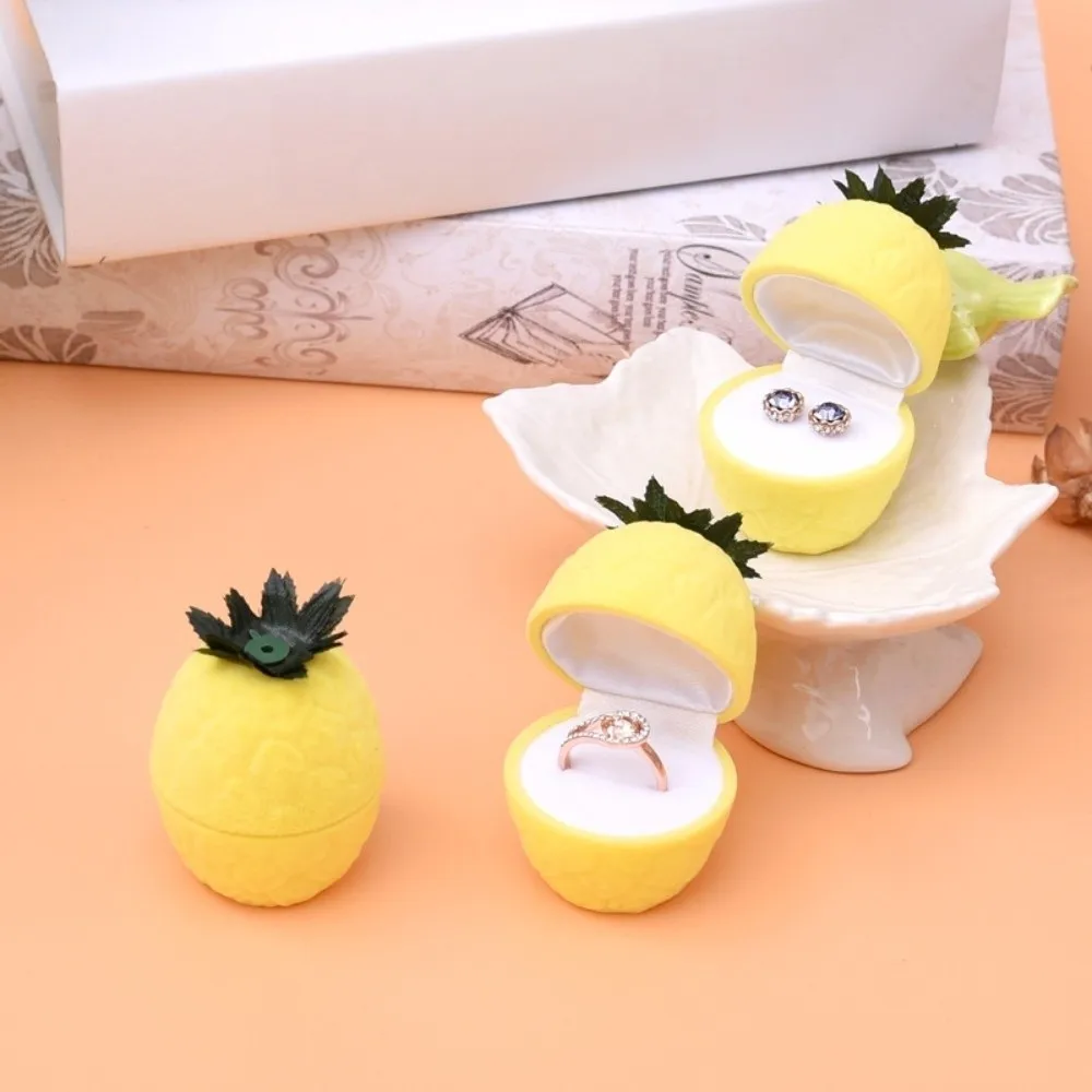 

Anti-collision Cherry Necklace Organizer Pineapple Strawberry Fruit Ring Box Orange Grape Flocked Jewelry Box Propose