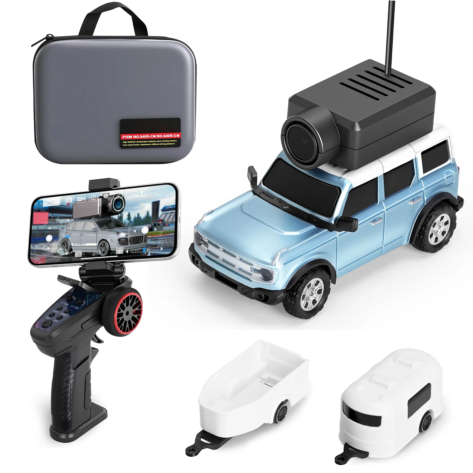 

1:64 Mini RC Car, 2.4G FPV Remote Control Toy Car with 720P HD Camera, Gyro, LED Light, APP Controlled Vehicle for Kids Adults