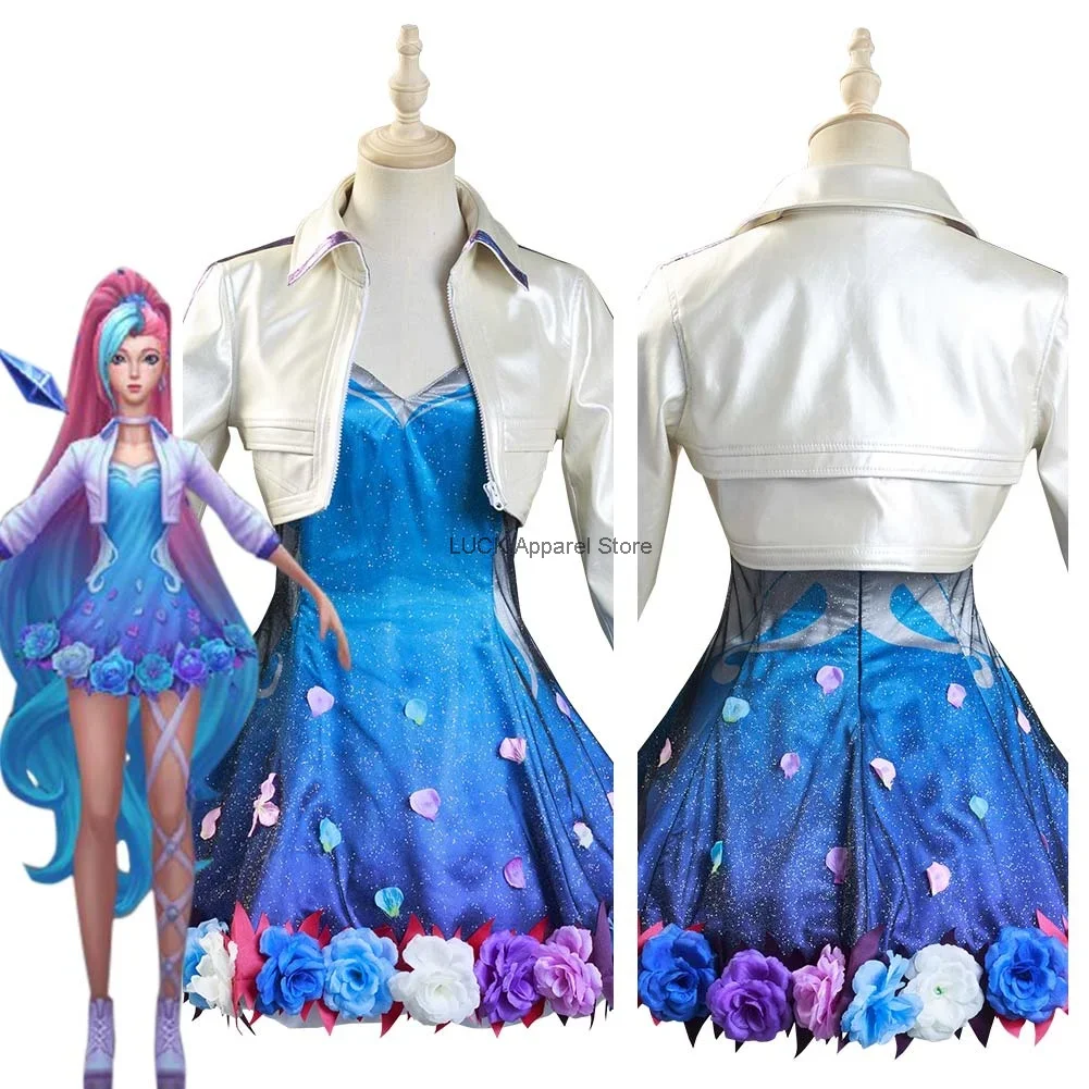 LOL KDA Groups Seraphine Cosplay Costume Women Dress Outfits Halloween Carnival Suit Game Women Dress