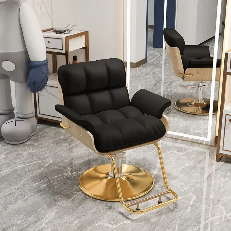 

Professional Hairdressing Chair Vintage Chairs Spa Pedicure Cover Leather Saloon Barbershop Gold Barber Sofa Machines Siege Man