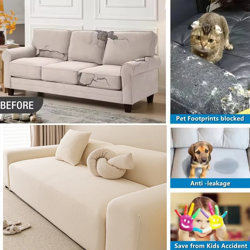 Waterproof All Inclusive Elastic Sofa Cover with Soft Base-L-Shaped Sectional Couch Protector,Protector for Living Room, Bedroom