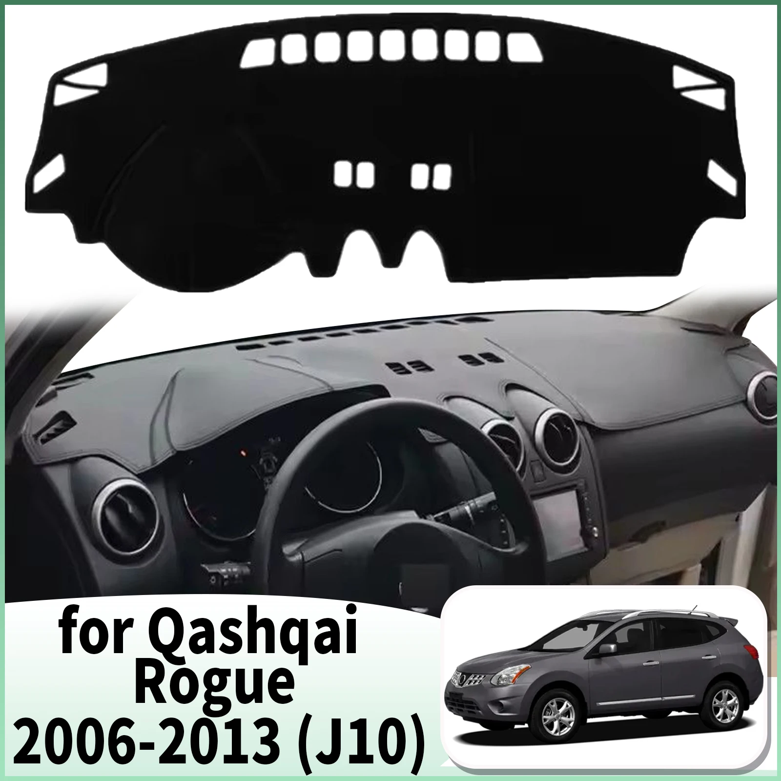 

for Nissan Qashqai Rogue 2006-2013 J10 Dualis Dashmat Dashboard Cover Pad Accessories DashMat Sunshade Protective Carpet Leather