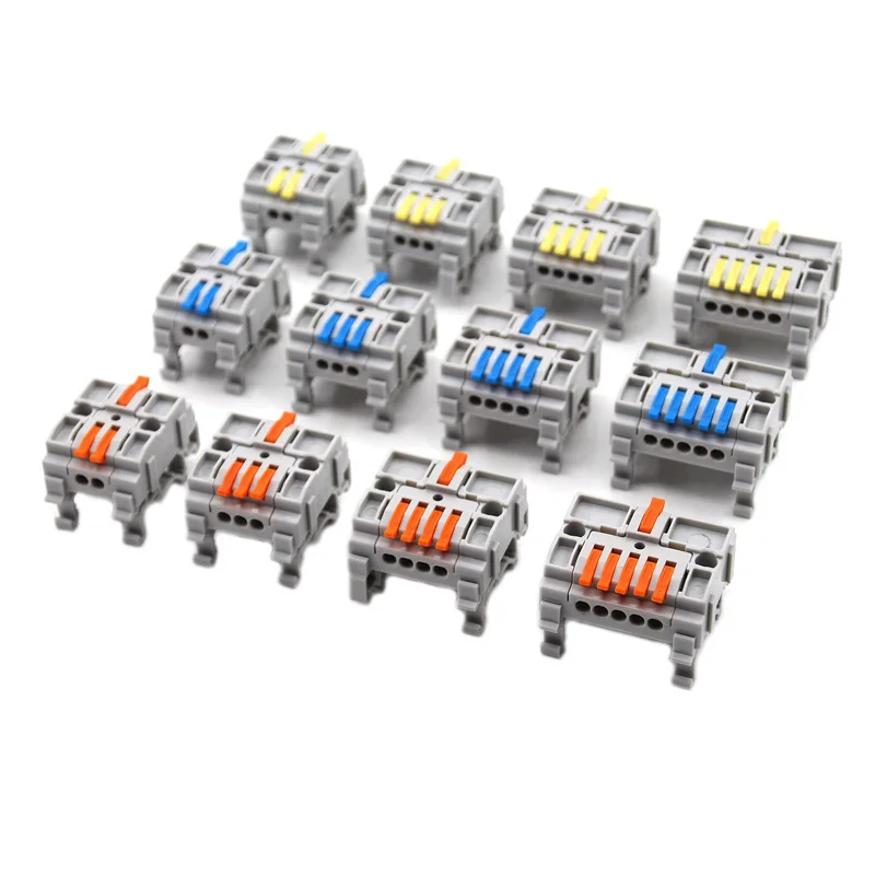 

10PCS Wire Connector Electric Splice Quick Conductor Splitter Push-in Cable Splicing Terminal Blocks Mountable Rail Junction Box