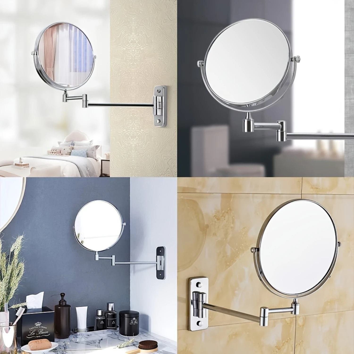 5x vergrotende wandgemonteerde make-upspiegel - dubbelzijdig, uitschuifbaar en verstelbaar, draaibaar ontwerp voor ultrahelderheid, ideaal voor badkamer