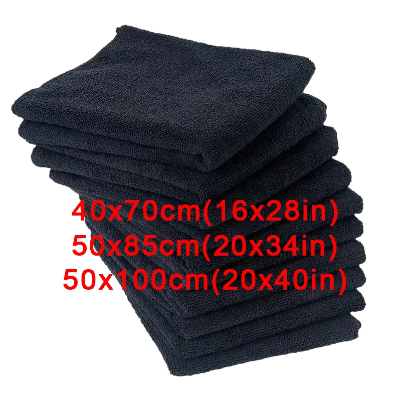 Toalla de peluquería de belleza a prueba de blanqueamiento de microfibra negra, baño de Hotel, toallita de fuerte absorción de agua para el hogar