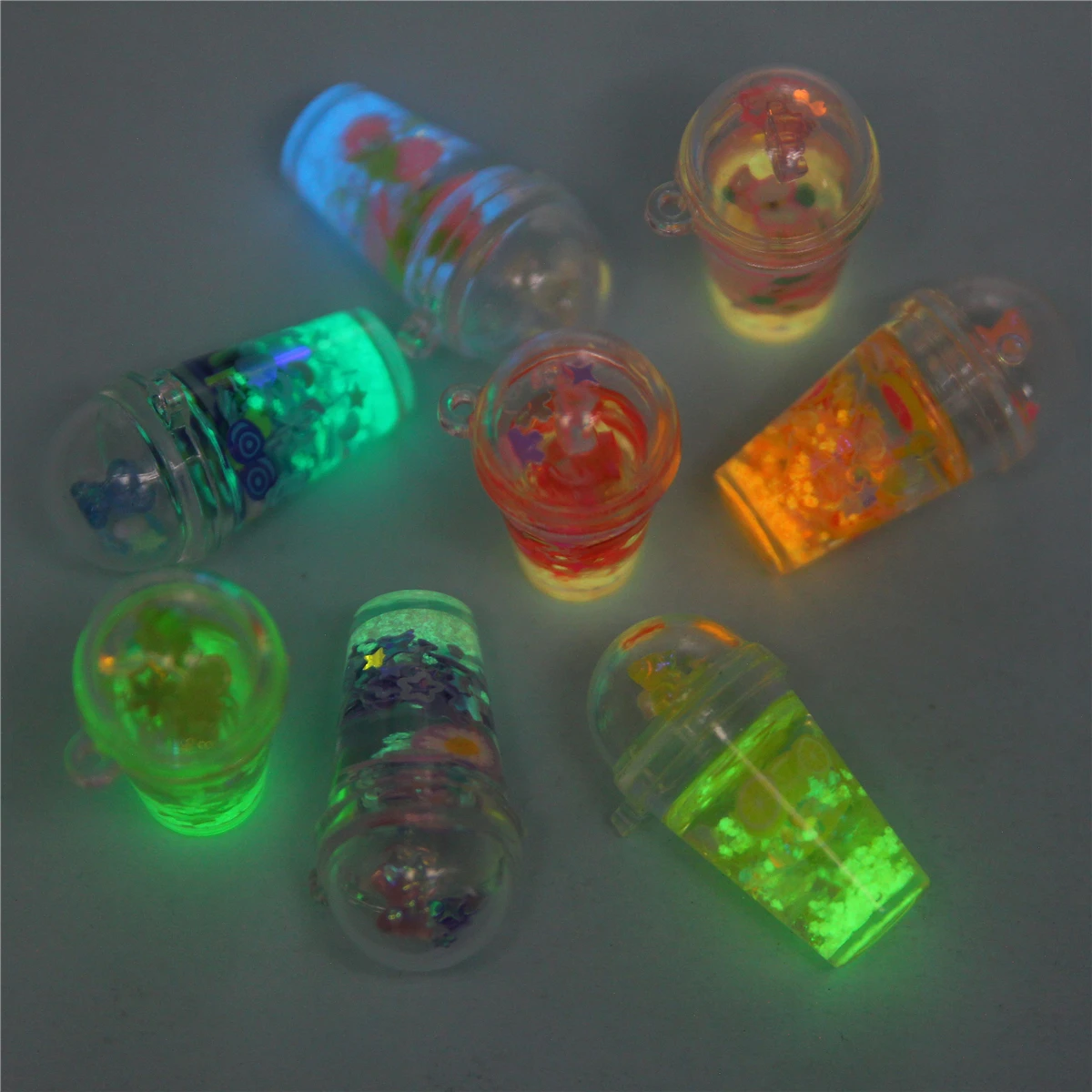 10pcs 37*23*20 Creative new acrylic luminous fruit drink straw cup diy toy accessories pendant hanging accessories