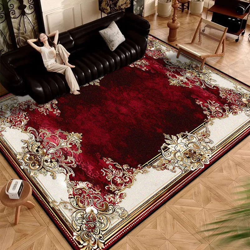

Luxury European Retro Decoration Home Carpet Living Room Non-slip Soft Bedroom Decor Rug Washable Leisure Area Coffee Tables Mat