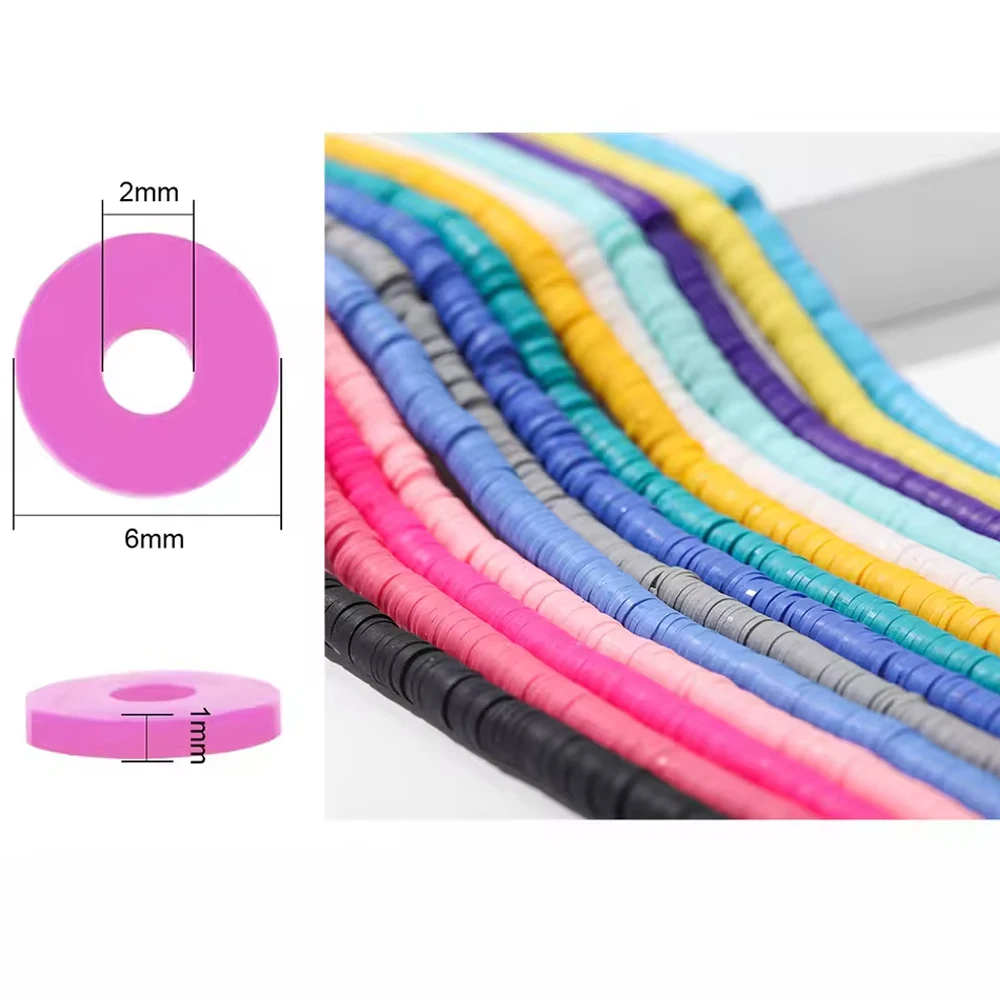 300 Stück 6mm Flache Runde Polymer Clay Perlen Handgefertigte Scheiben Lose Abstandsperlen für Schmuckherstellung DIY Armband Halskette Heishi Perlen – Detail 31