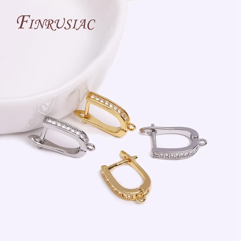 

18K Real Gold Plated Anti-Allergy Classic Zircon Earrings Hook Clasps For Women DIY Earrings Jewelry Making Material