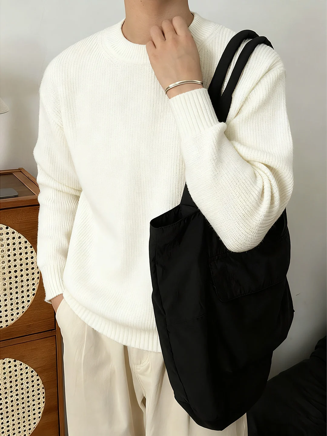 

Мужской вязаный свитер Cleanfit с круглым вырезом, теплый шерстяной пуловер для осени и зимы, повседневный, комфортный, из мягкого материала, с внутренней подкладкой