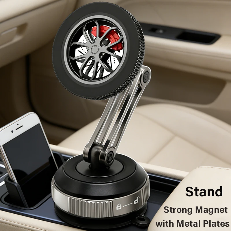 

Mobile Phone Vacuum Suction Magnetic Holder for iPhone Pro Car Dashboard Navigation Folding Adjustable Magnet Stand for Magsafe