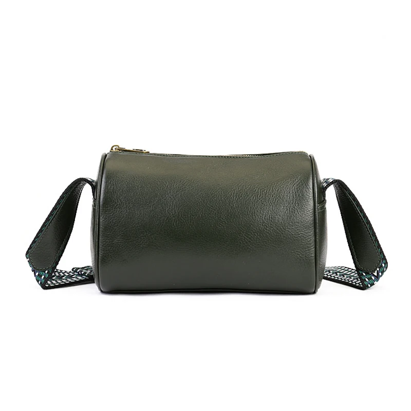 

Классический цилиндрический кошелек через плечо, повседневные кошельки, женские кошельки в винтажном стиле из натуральной яловой кожи, маленькие сумки на одно плечо на молнии