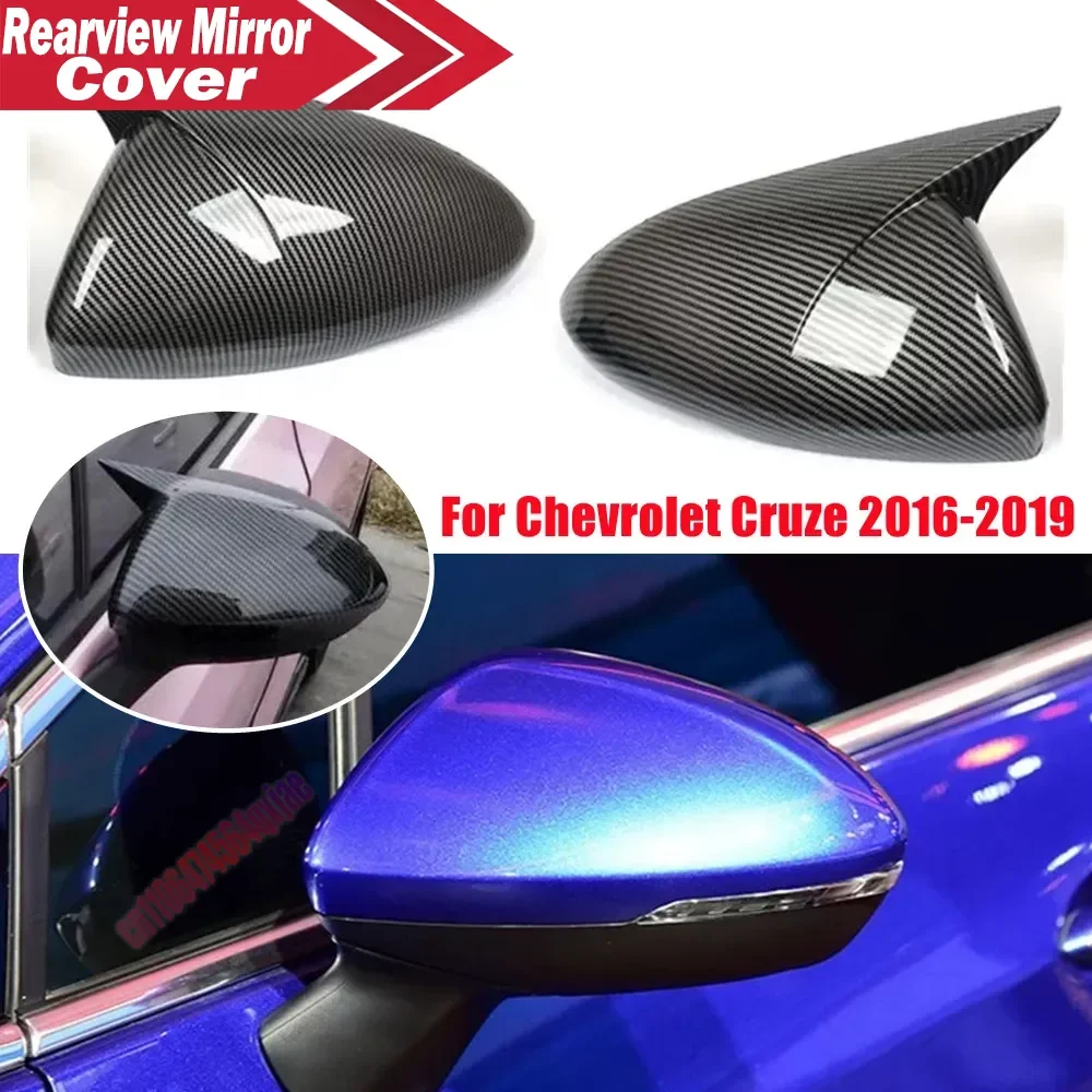 For Chevrolet Cruze 2016-2019 ABS Car Rearview Side Mirror Cover Wing Cap Exterior Door Housing Trim Adhesive Sticker