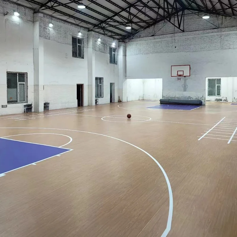 Beable 4.5mm 6.0mm Thickness Indoor Wood Pattern PVC Vinyl Sport Flooring Basketball Floor For Multi-purpose