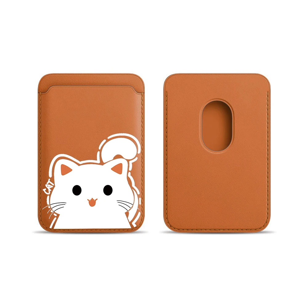 Katzen-Leder-Kartenetui Handyhülle Kartenhalter für Magnetische Hülle Geeignet für alle iPhones mit Magsafe-Kartenfunktion Niedliche Rückentasche – Detail 13