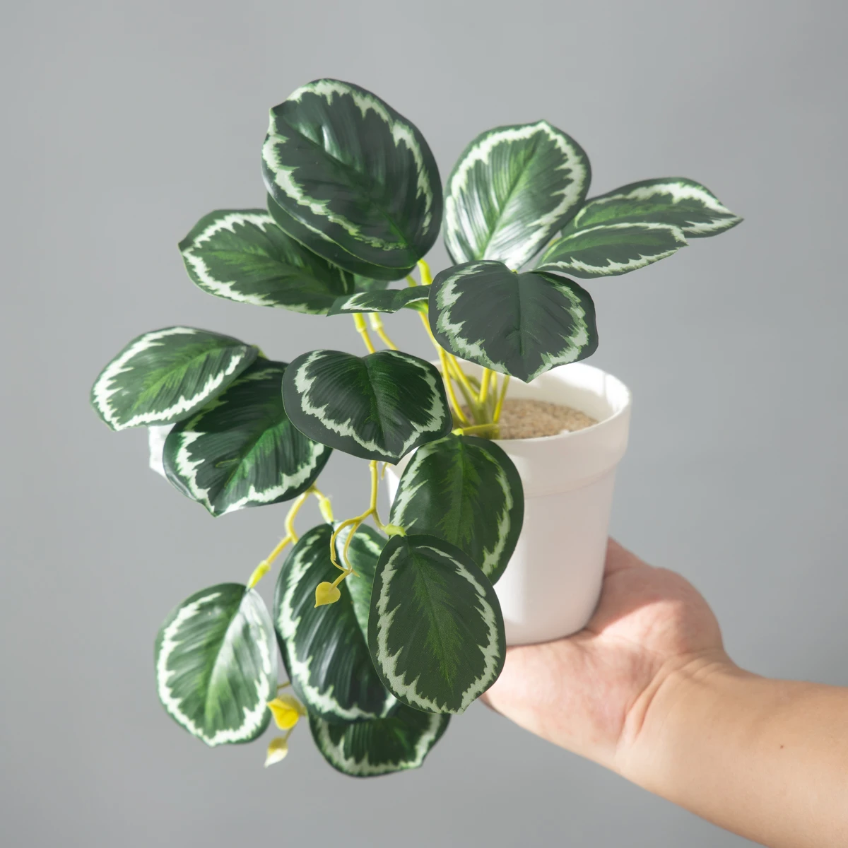 25 cm künstliche Monstera-Pflanzen, tropische Palmenblätter, kleine Pflanzen, Zweig, künstlicher Baumlaub, hängende Blätter für Halloween, Weihnachten – Detail 4