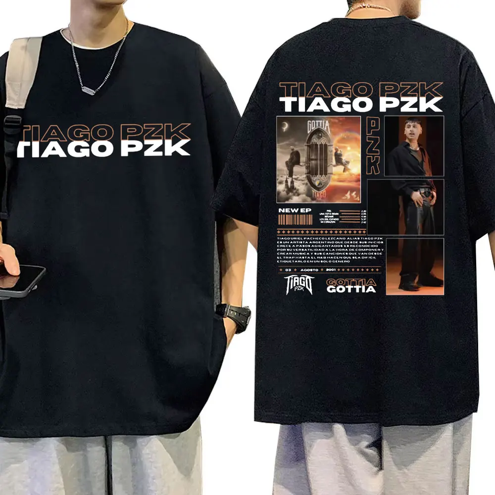 Rapper Tiago Pzk Gottia Double Sided Graphic T Shirts Men Women Fashion Hip Hop Trend T-shirt Men's Vintage Oversized T-shirts