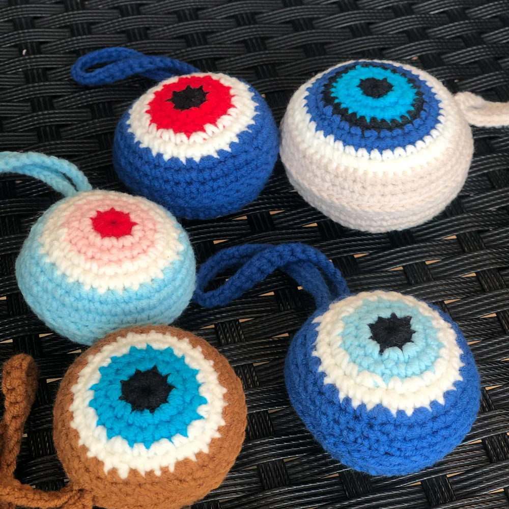 Evil Eye Key Chain Pendant Decoration Crochet Cute Evil Eye Hanging Drop For Bag Ornament For Christmas Nice New Year Gifts