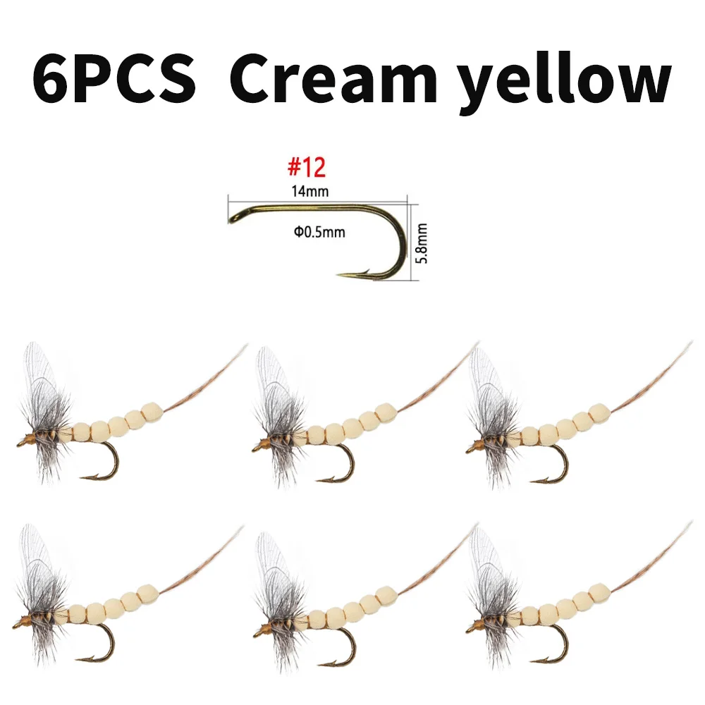 6 stuks # 10 # 12 # 14 CDC Feather Wing Mayfly Extended Body Mayfly Droge Vlieg Vliegvisvliegen Forel Baars Vissen Lokmiddelen