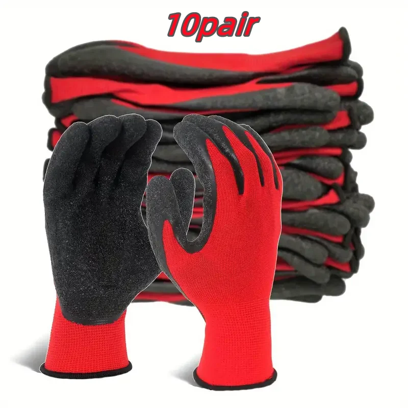 

20 шт./10 пар защитных рабочих перчаток (мужские строительные женские) садовые нейлоновые перчатки износостойкие нескользящие рабочие перчатки