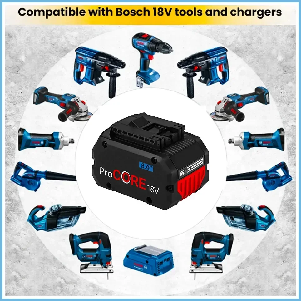 Bosch-Batterie de rechange ProCORE, outil sans fil, système professionnel, BAT609, BAT618, GBA18V80, 21700, 18V, 10000mAh, 18V, 10,0 Ah