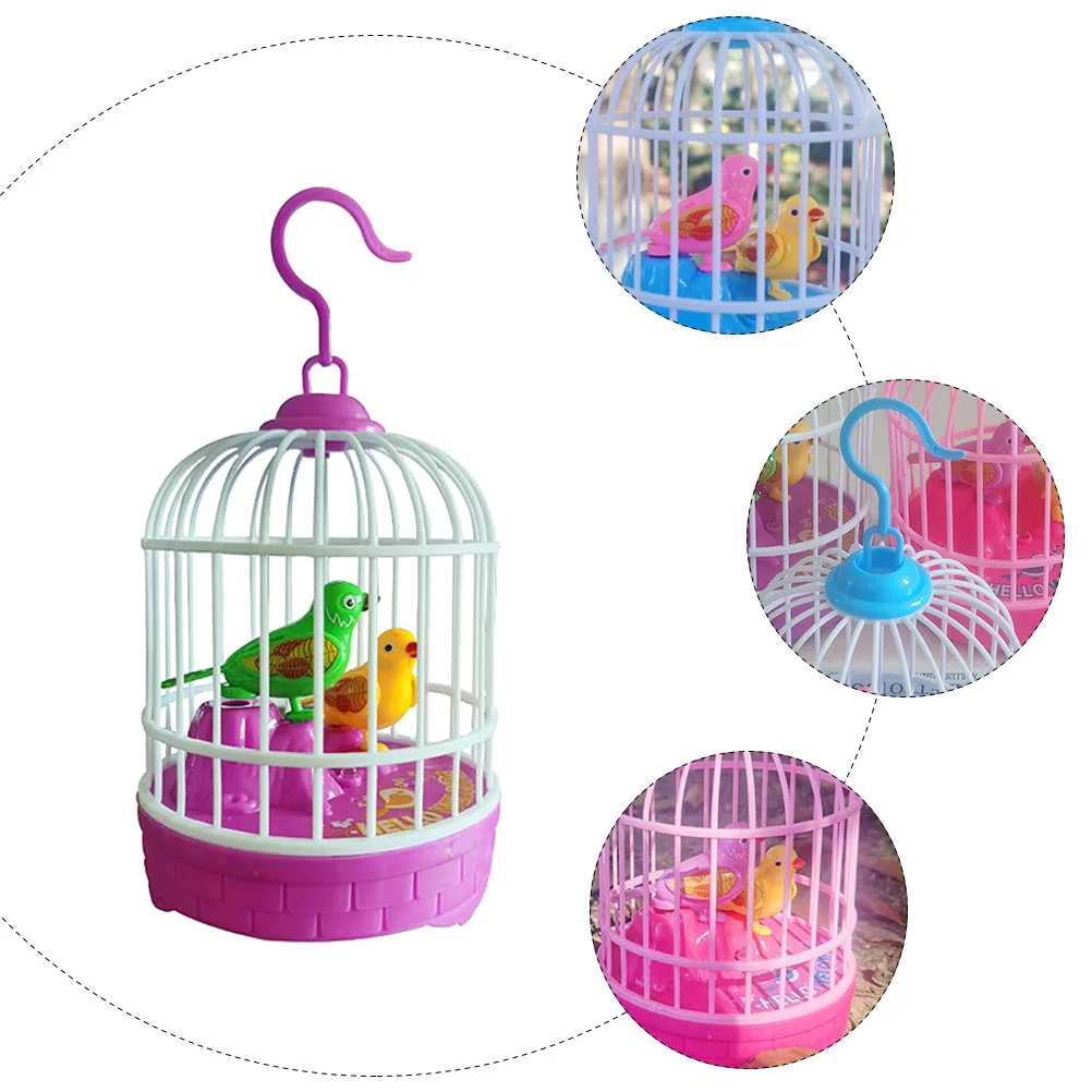 Moving Bird Toy Luminous Simulation Birdcage Small Toys Sound Activate Voice Control Kids Smart Childrens