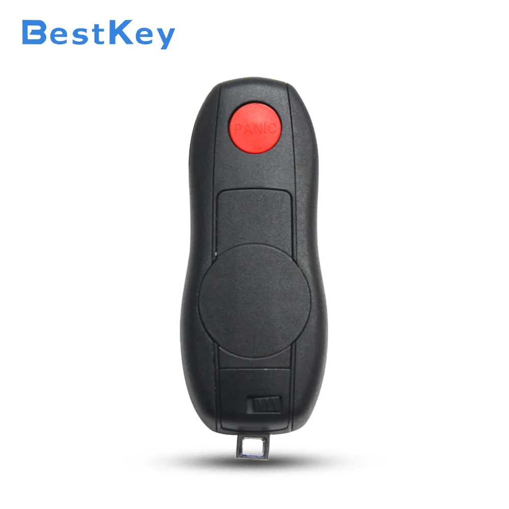 Best Key KR55WK50138 3 Button Panic Smart Fob Shell Replacement Case for Porsche 911 Boxster Cayenne Cayman Macan Panamera