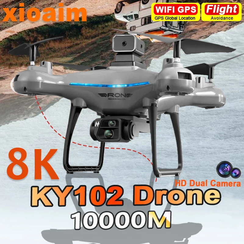 For Xiaomi KY102 Drone 8K Professional HD Dual Camera Obstacle Avoidance Optical Flow Four-Axis RC Aerocraft Toy