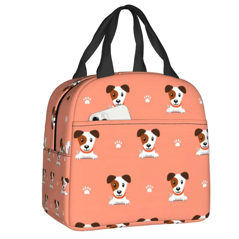 Jack Russell Terrier Cute Insulated Lunch Tote Bag for Dog Owner Animal Portable Cooler Thermal Food Lunch Box Kids School