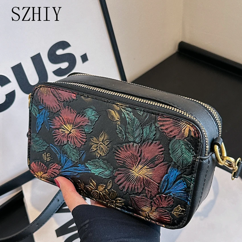 Luxury Designer Small Square Bag Women One Shoulder Bag Sac Luxe New Flower Crossbody Purse Girls Office Gift Small Phone Pocket