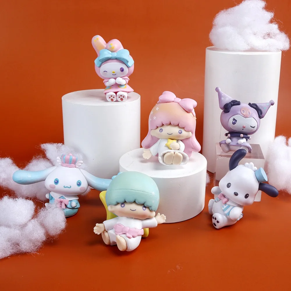 Sanrio Blind Box Personaggi Infanzia Cavallo a dondolo Figurina Melody Kuromi Pochacco Cinnamoroll Action Figure Giocattoli regalo