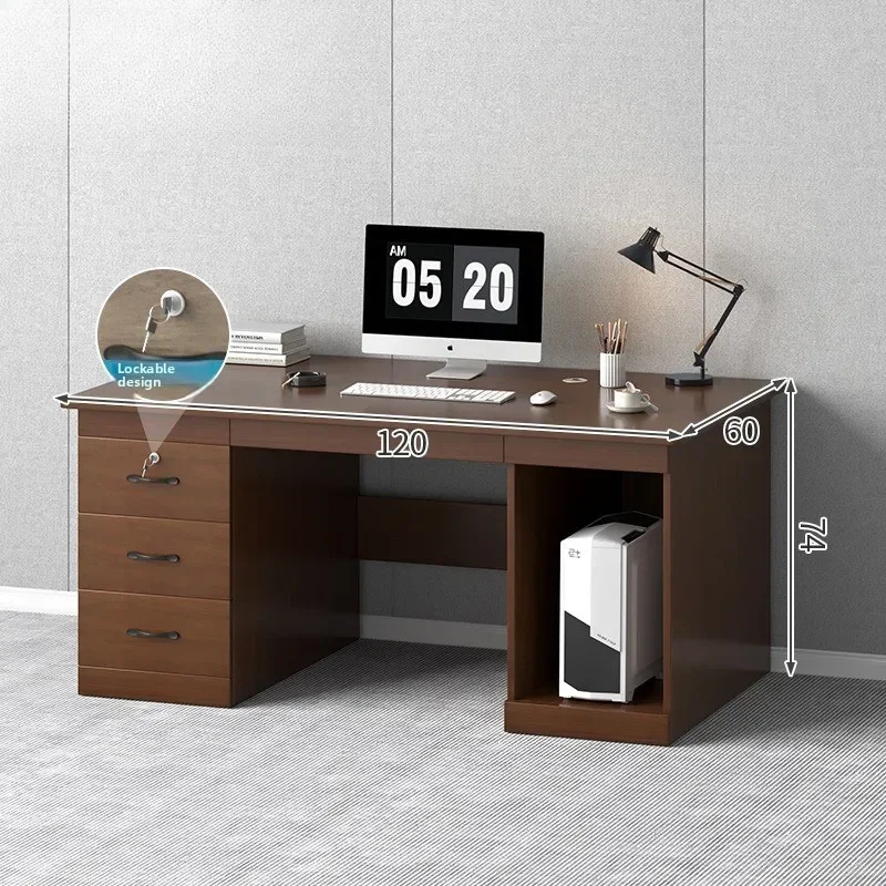 Durable Modern Home Student Bedroom Study Computer Desk Office Drawer Locked Desk