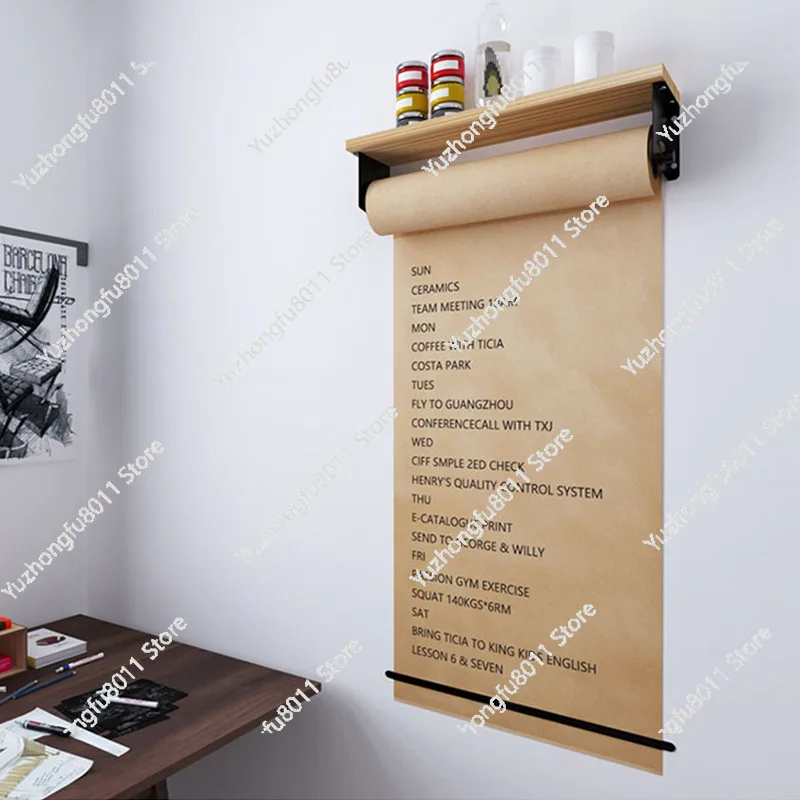 Hand Painted Stand Poster Roll Paper Painting Graffiti Blackboard Wall Hanging Kraft Paper Scroll Painting Paper Mounted Panel