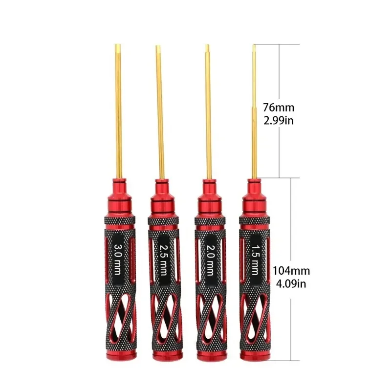 

4pcs RC Tools Hex Screw Driver Set Titanium Plating Hardened 1.5 2.0 2.5 3.0mm Screwdriver Tool For Rc Drone helicopter Car