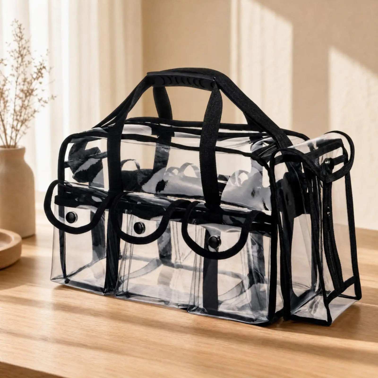 Cosmetic Bag Long-Lasting Multi-Compartment Travel Pouch with Carrying Handles