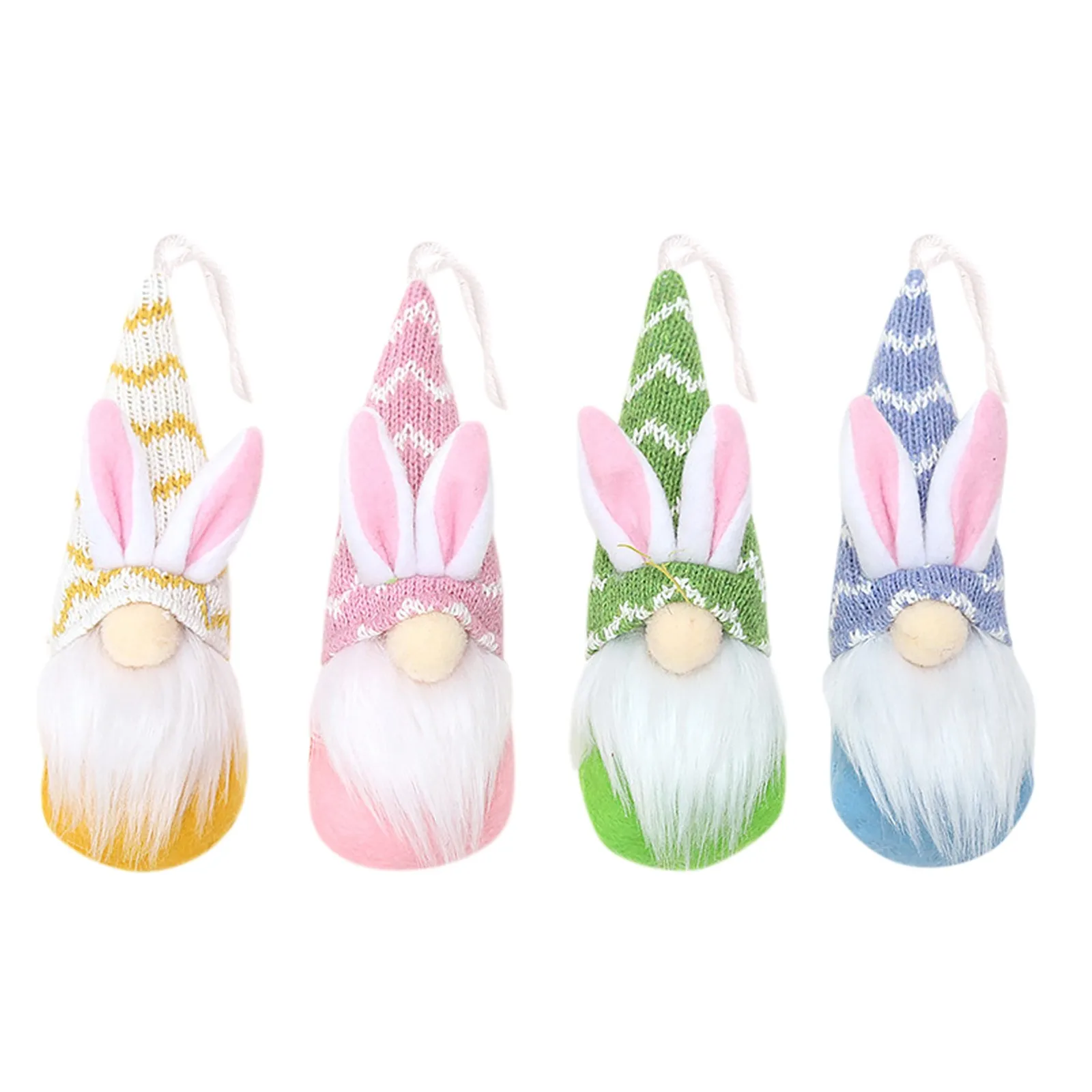 4Pcs Easter Bunny Gnome Ornaments Set Plush Faceless Dolls Tree Hanging Pendant Decorations Swedish Christmas Bunny Decorations