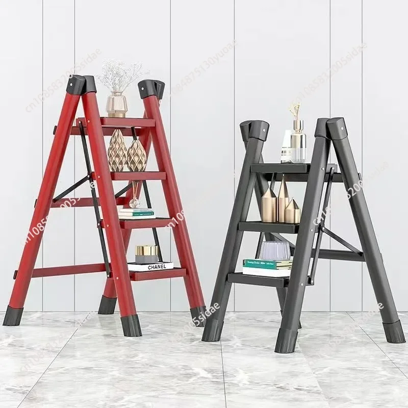 Folding Ladder Household Multifunctional Herringbone Stair Stool Small Indoor Super Thick Flower Stand for Home Library
