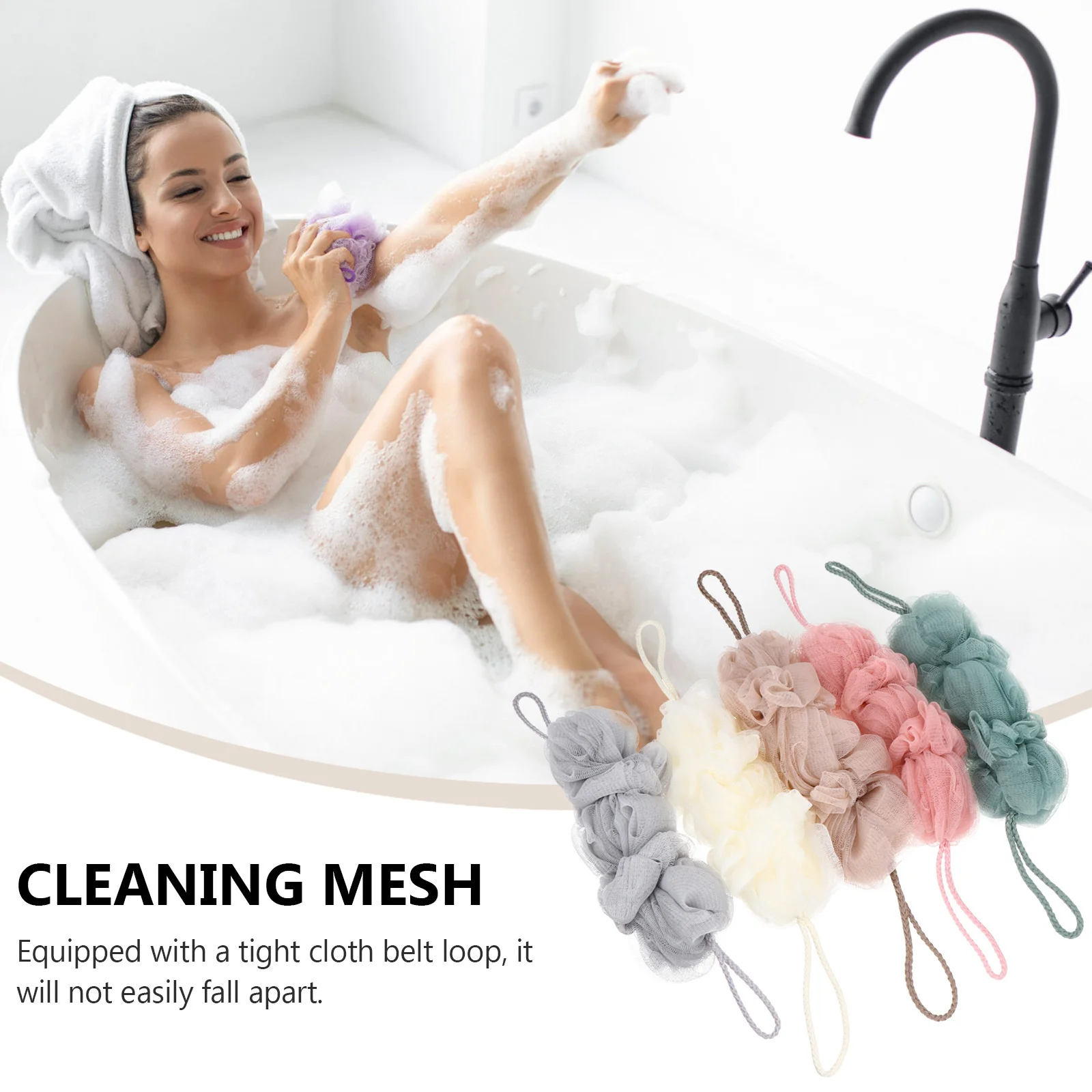 

5pcs Long Bath Flowers Eco-Friendly Bath Towels Portable Travel Home Shower Towels Hotel Gift For Relaxing Shower Use