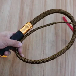 95cm Outdoor EDC Portable Brown Steel Wire Whip Car Defense Belt Whip