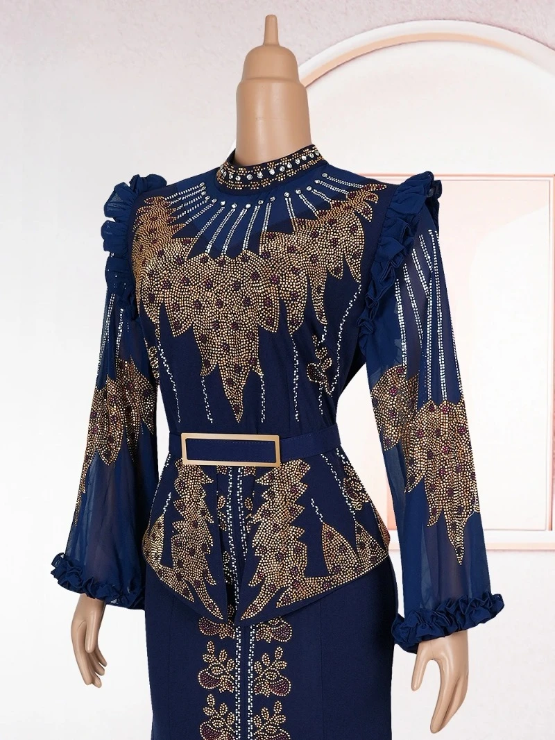 

African Dresses For Women 2025 Fashion Elegant Luxury Robe Muslim Abaya Dashiki Clothing Plus Size Africa Wedding Party Dress