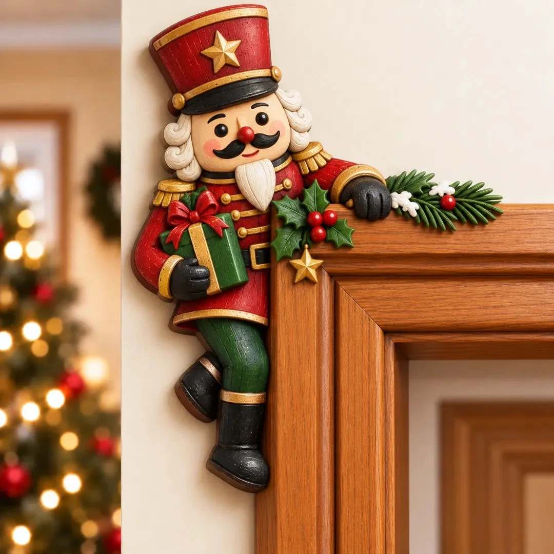 2026 Houten Kerstdeurhoekdecoratie, Kerstman Sneeuwpop Rendier Cartoon Hangende Hanger, Kerstdeurkozijn Ornament voor Feest en Huis
