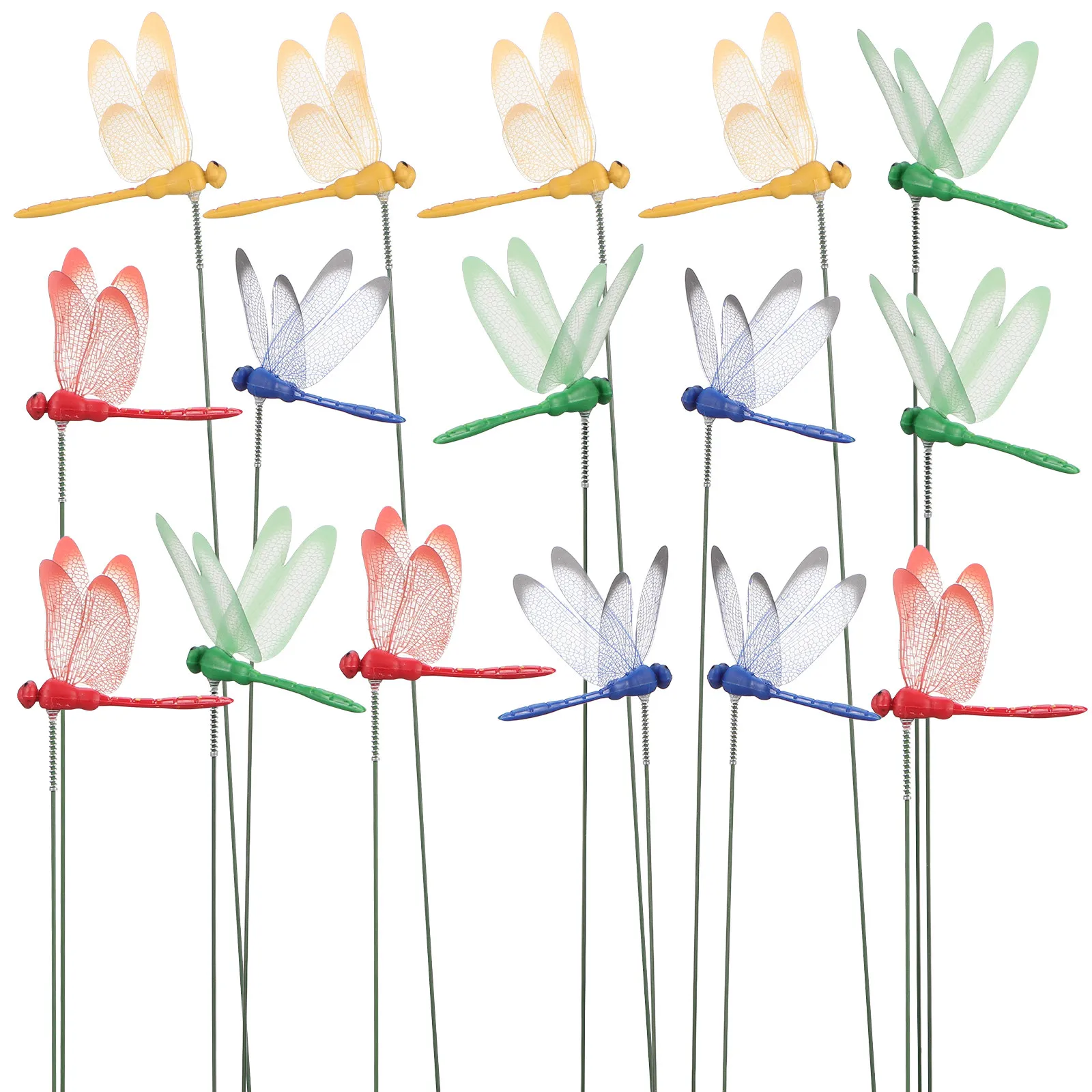 16Pcs Simulation Dragonfly Garden Stakes Realistic Outdoor Yard Pot Flower Pot Decoration Simulation Dragonfly